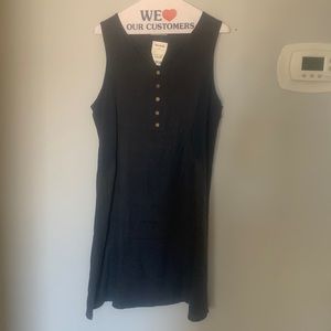 Linen navy shift dress